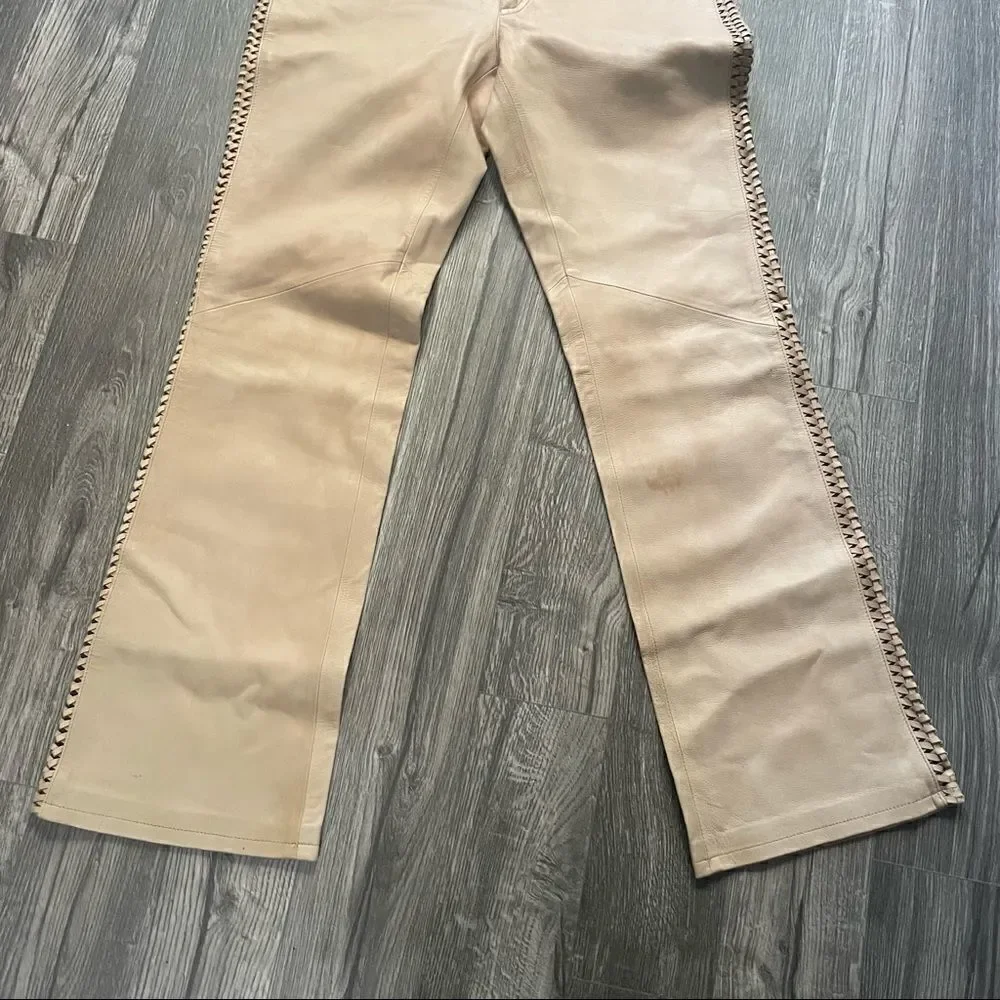 Harley Davidson Vintage Tan Leather Lace Up Pants